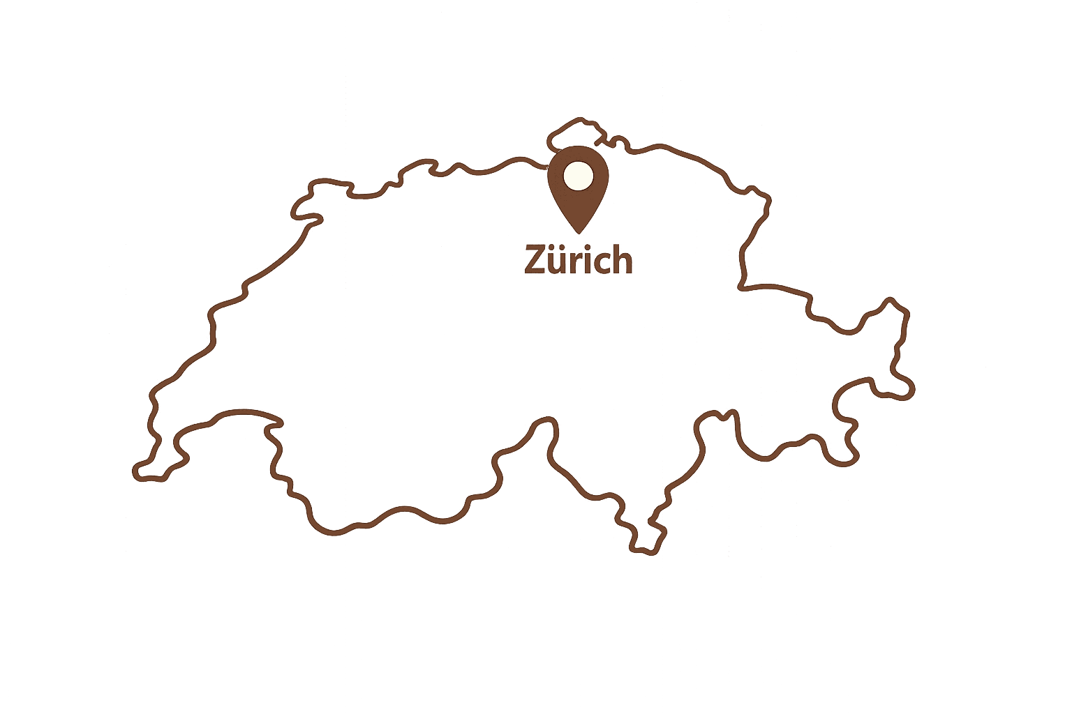 Map of Switzerland with Zurich pin